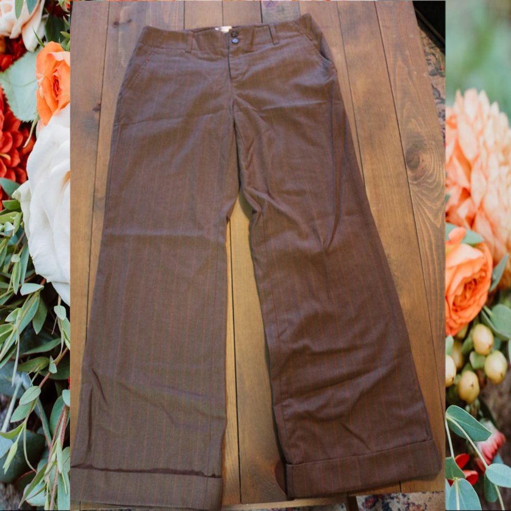 Old Navy Brown & Rust Pinstripe Dress Pants Size 6 Short